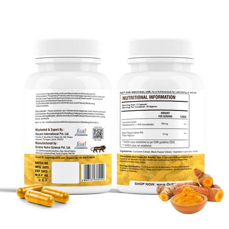 Oribite Curcumin Turmeric Capsules For Joint & Immunity 60 Capsules