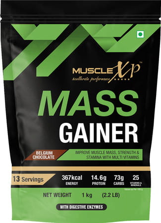 Musclexp Mass Gainer Belgium Chocolate 1kg Pouch (2.2 Lb) (Pack Of 3)