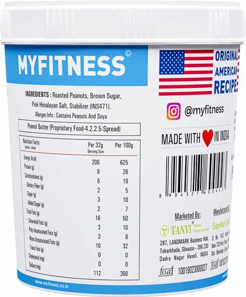 Myfitness Peanut Butter Natural Crunchy 1250G Jar