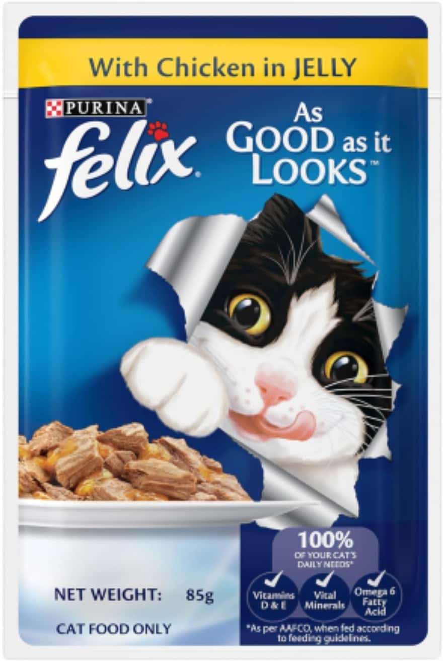 Purina Felix With Chicken In Jelly | Wet Food For Adults | Complete And Balanced Cat Food 12 X 85 G