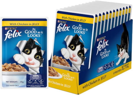 Purina Felix With Chicken In Jelly | Wet Food For Adults | Complete And Balanced Cat Food 12 X 85 G