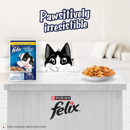 Purina Felix With Chicken In Jelly | Wet Food For Adults | Complete And Balanced Cat Food 12 X 85 G
