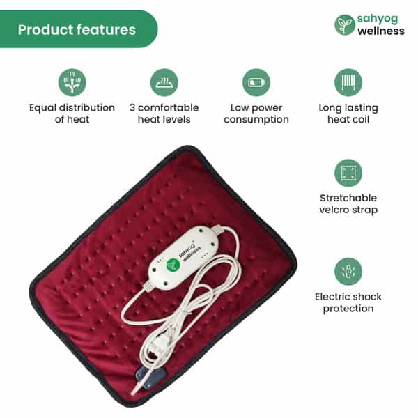 Sahyog Wellness Velvet Orthopaedic Pain Reliever Electric Heating Pad Regular (Red)