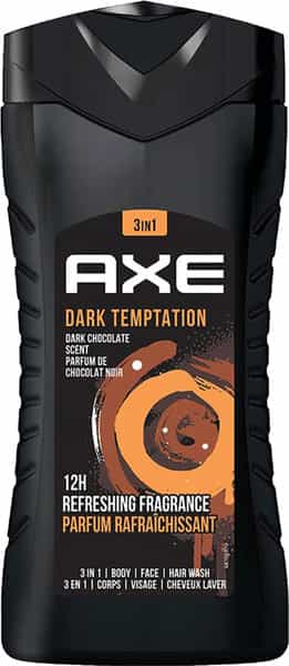 Axe Dark Temptation 3 In 1 Body | Face & Hair Wash For Men | Long-Lasting Fragrance | 250Ml