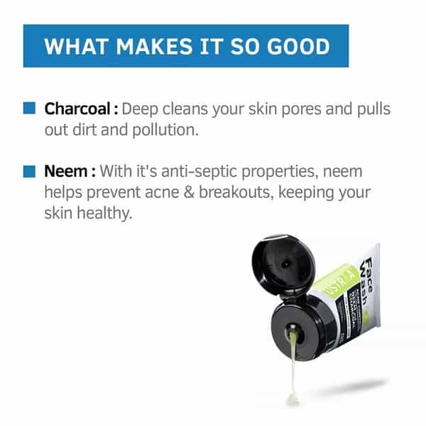 Ustraa Face Wash - Neem & Charcoal - 200 Gm