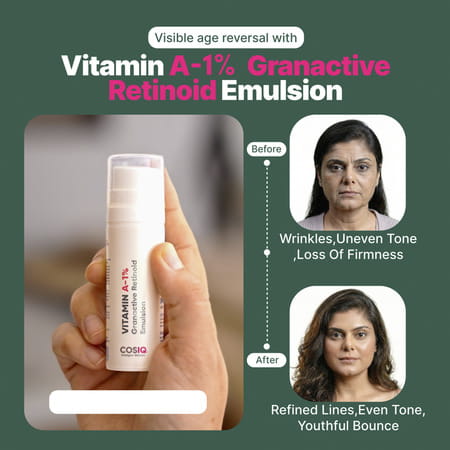 Cos-Iq A-1% Granactive Retinoid Emulsion 30Ml | Vit-A Anti Ageing Night Cream Serum For Wrinkles
