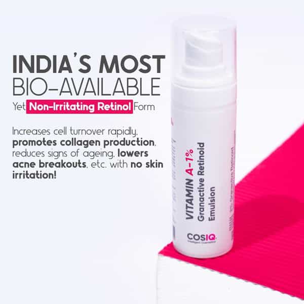 Cos-Iq A-1% Granactive Retinoid Emulsion 30Ml | Vit-A Anti Ageing Night Cream Serum For Wrinkles