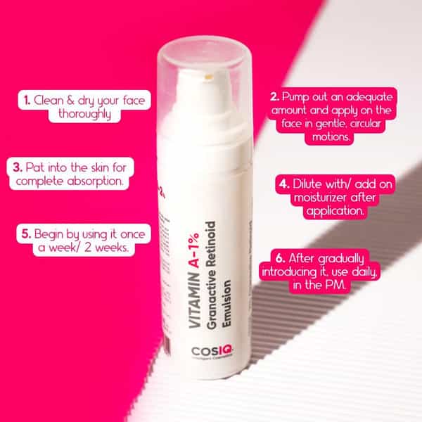 Cos-Iq A-1% Granactive Retinoid Emulsion 30Ml | Vit-A Anti Ageing Night Cream Serum For Wrinkles