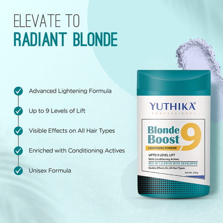 Yuthika Professional Blonder Powder For Hair 500G | Blonde Boost Hair Lightning | Upto 9 Levels Lift