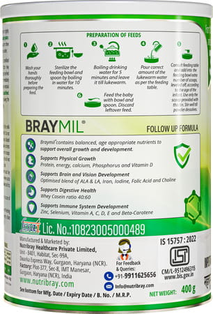 Braymil 3 Infant Formula | Stage - 3 For 12 To 24 Months - 400 Gm