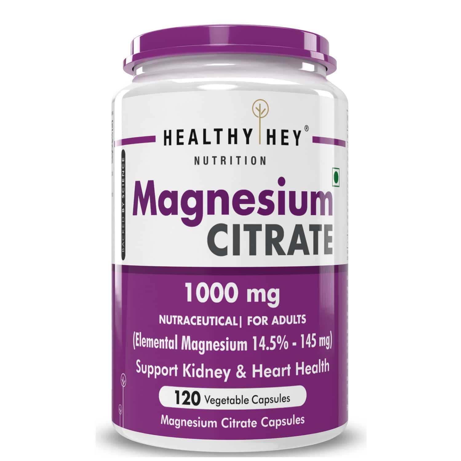 Healthyhey Nutrition Magnesium Citrate - 120 Vegetable Capsules