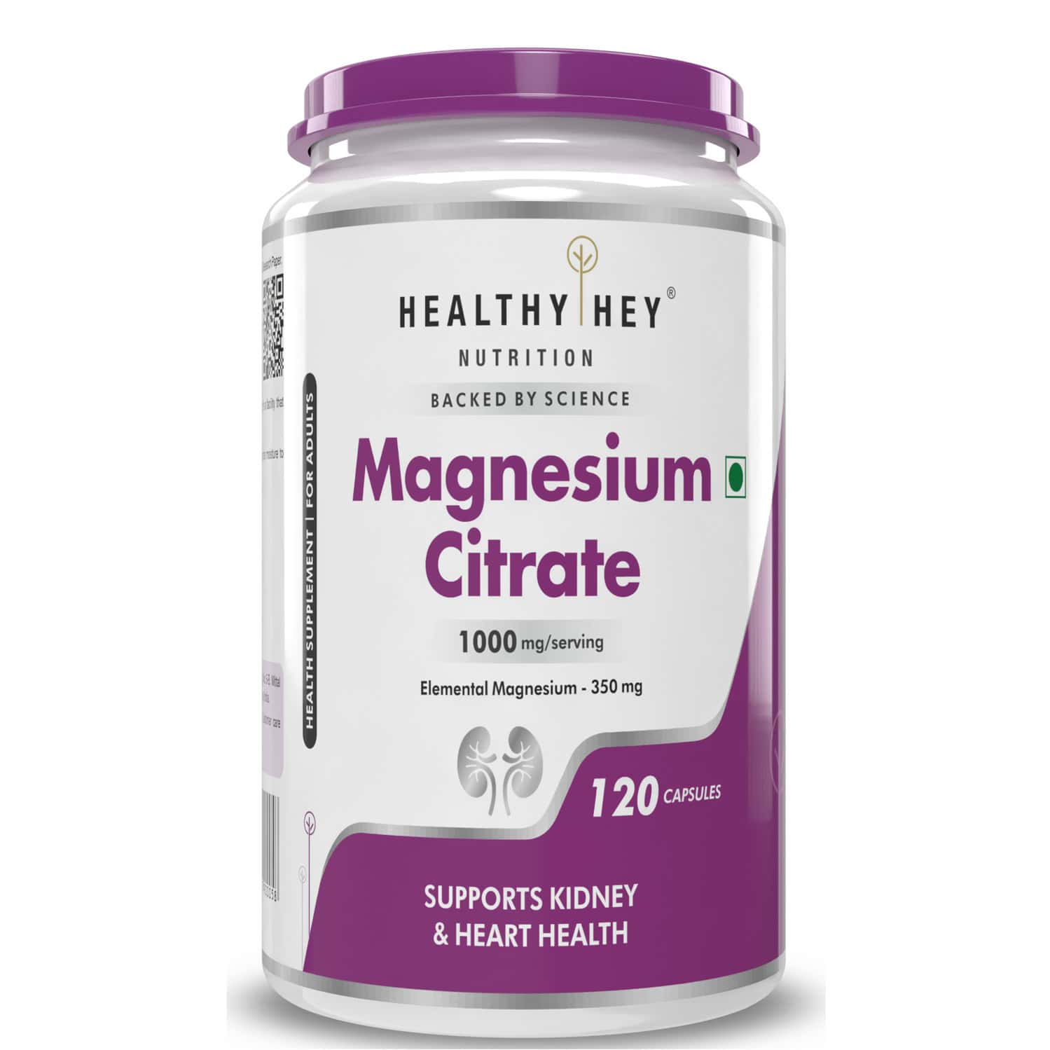 Healthyhey Nutrition Magnesium Citrate - 120 Vegetable Capsules