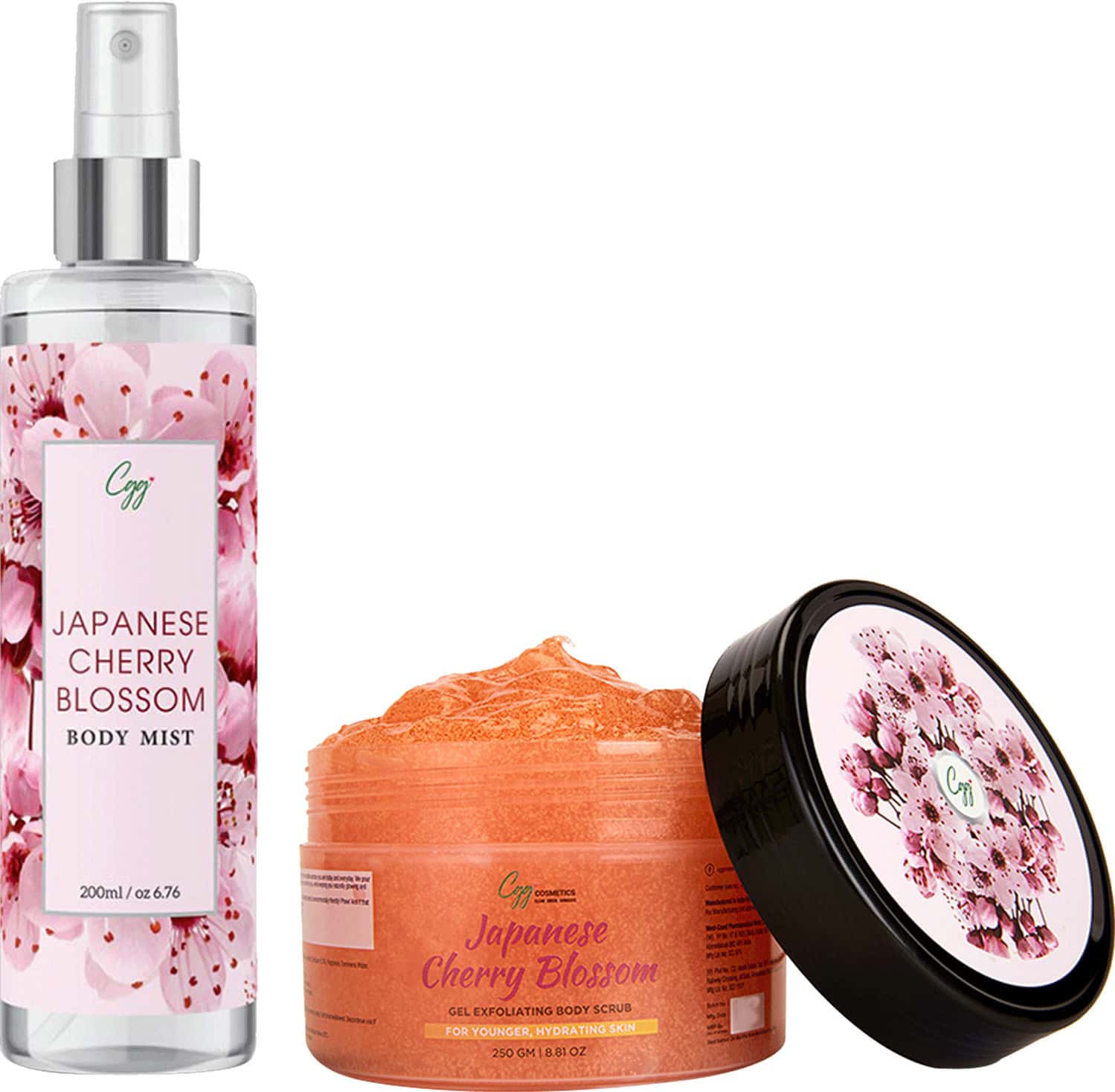 Cgg Cosmetics Japanese Cherry Blossom Gel Exfoliating Body Scrub & Body Mist (Combo Packs) - 450gm