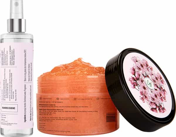 Cgg Cosmetics Japanese Cherry Blossom Gel Exfoliating Body Scrub & Body Mist (Combo Packs) - 450Gm