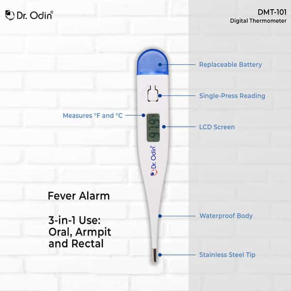 Dr. Odin Dmt101 Digital Medical Thermometer Fda Approved Quick 40 Second Reading Pack Of 3