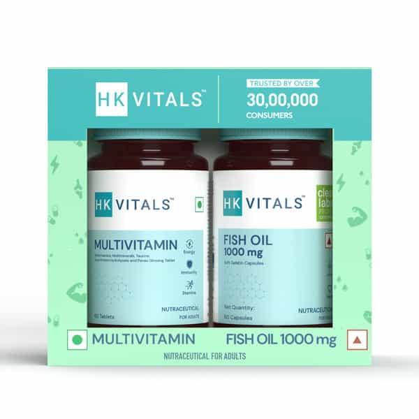 Hk Vitals Fish Oil And Multivitamin (60 Tablets Each) Combo Pack | 1000Mg Omega 3 With 180Mg Epa