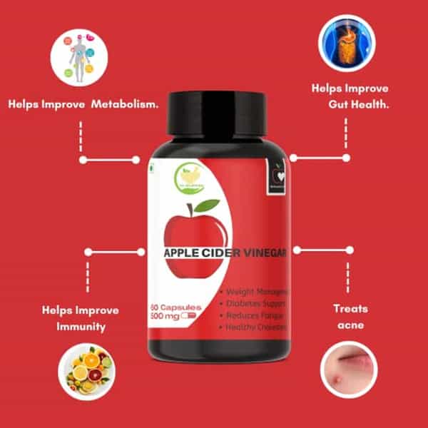 Fij Ayurveda Apple Cider Vinegar Capsules Support Weight Management - 500Mg 60 Vegetarian Capsules