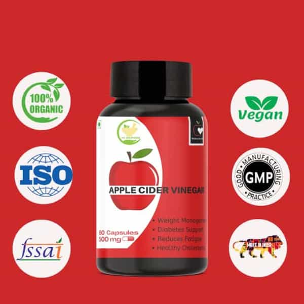 Fij Ayurveda Apple Cider Vinegar Capsules Support Weight Management - 500Mg 60 Vegetarian Capsules