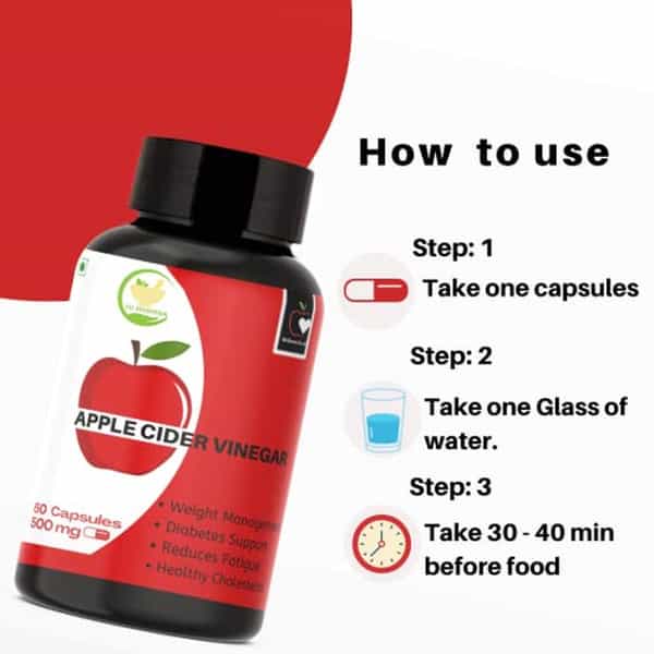 Fij Ayurveda Apple Cider Vinegar Capsules Support Weight Management - 500Mg 60 Vegetarian Capsules