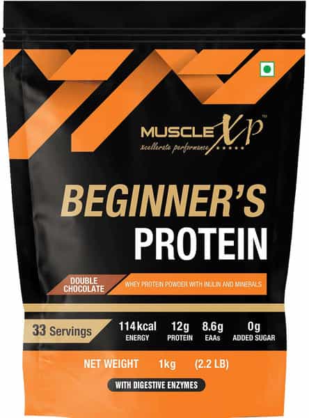 Musclexp Beginner's With Whey Protein And Digestive Enzymes Double Chocolate 1Kg Pouch (2.2 Lb)