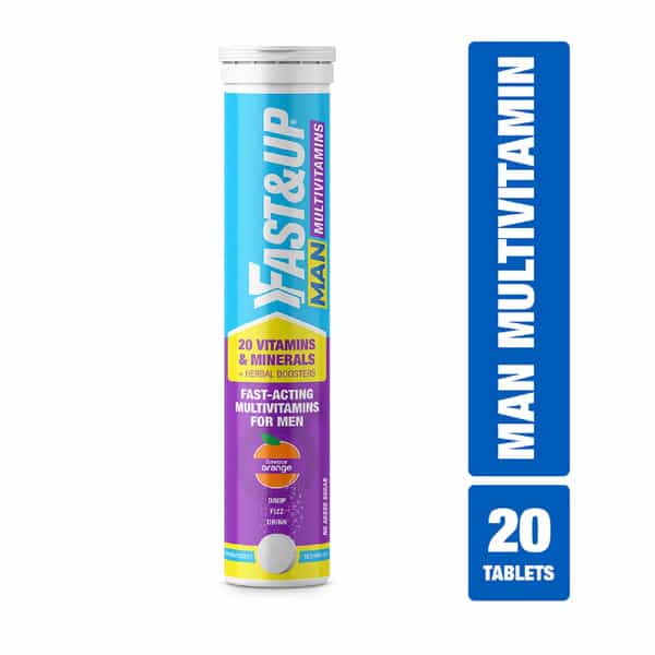 Fast&Up Man Multivitamin (20 Effervescent Tablets) - Tangy Orange Flavor