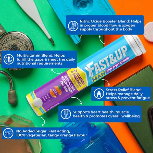 Fast&Up Man Multivitamin (20 Effervescent Tablets) - Tangy Orange Flavor