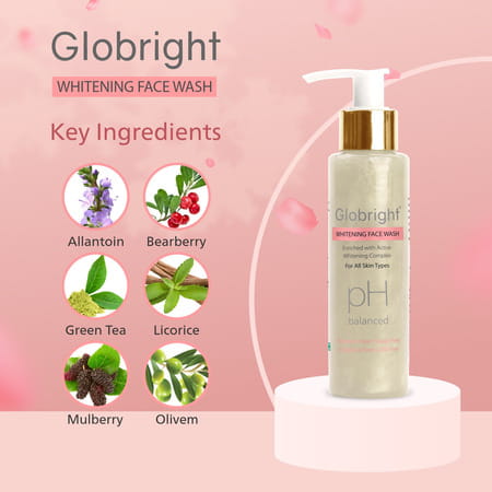Globright Whitening Face Wash 100 Ml | Berberry & Green Tea | Paraben Free (Pack Of 1)