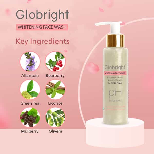 Globright Whitening Face Wash 100 Ml | Berberry & Green Tea | Paraben Free (Pack Of 1)
