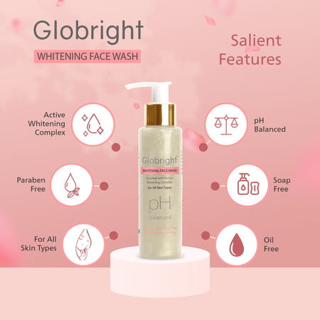 Globright Whitening Face Wash 100 Ml | Berberry & Green Tea | Paraben Free (Pack Of 1)