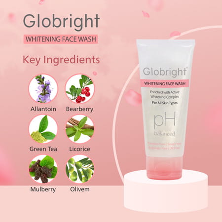 Globright Whitening Face Wash 100 Ml | Berberry & Green Tea | Paraben Free (Pack Of 1)