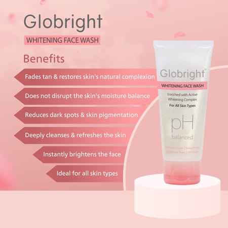 Globright Whitening Face Wash 100 Ml | Berberry & Green Tea | Paraben Free (Pack Of 1)