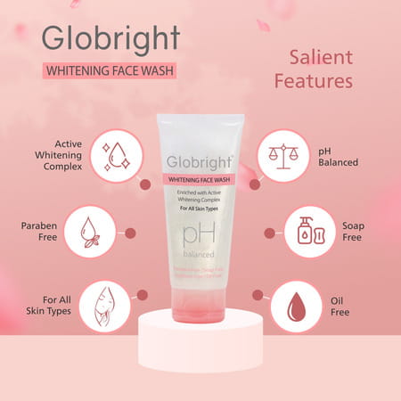 Globright Whitening Face Wash 100 Ml | Berberry & Green Tea | Paraben Free (Pack Of 1)
