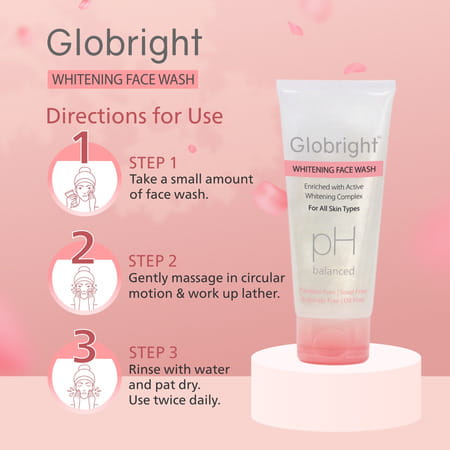 Globright Whitening Face Wash 100 Ml | Berberry & Green Tea | Paraben Free (Pack Of 1)