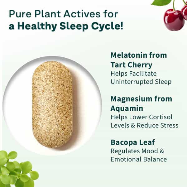 Oziva Plant-Based Magnesium Melatonin For Stress| Anxiety & Sleep | 60 Tablets