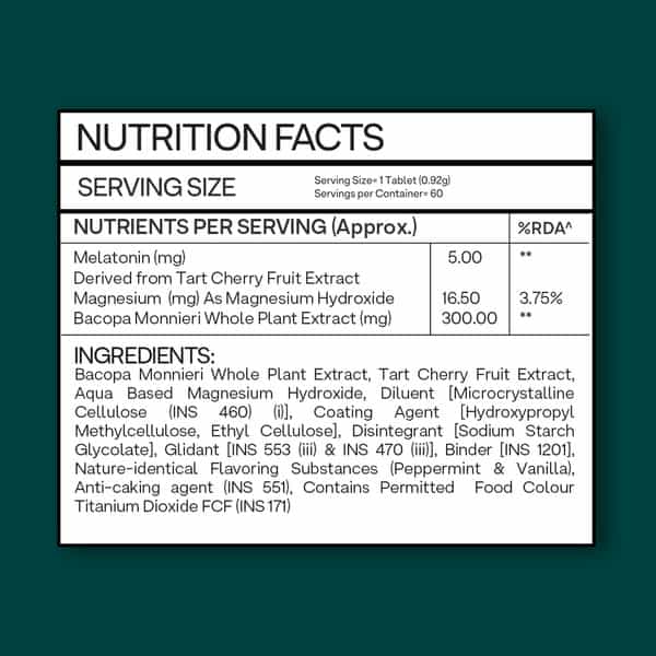 Oziva Plant-Based Magnesium Melatonin For Stress| Anxiety & Sleep | 60 Tablets