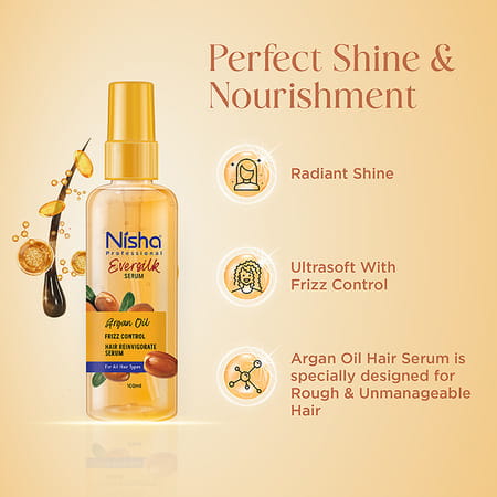 Nisha Hair Serum 100ml - Eversilk Argan Oil For Rough & Unmanageable Hair - Professional