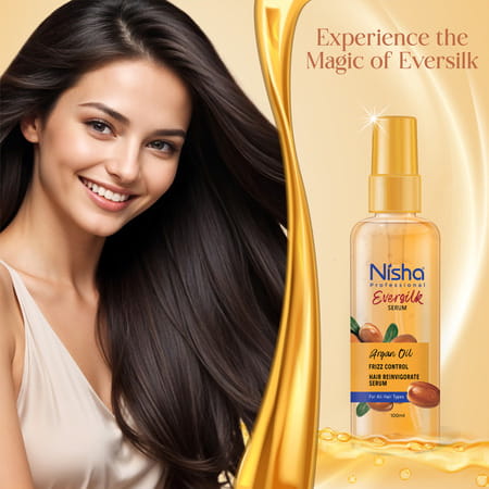 Nisha Hair Serum 100ml - Eversilk Argan Oil For Rough & Unmanageable Hair - Professional