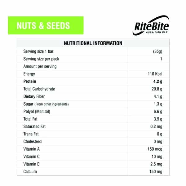 Ritebite Nuts & Seeds Breakfast & Nutrition Bar 35G - Pack Of 1