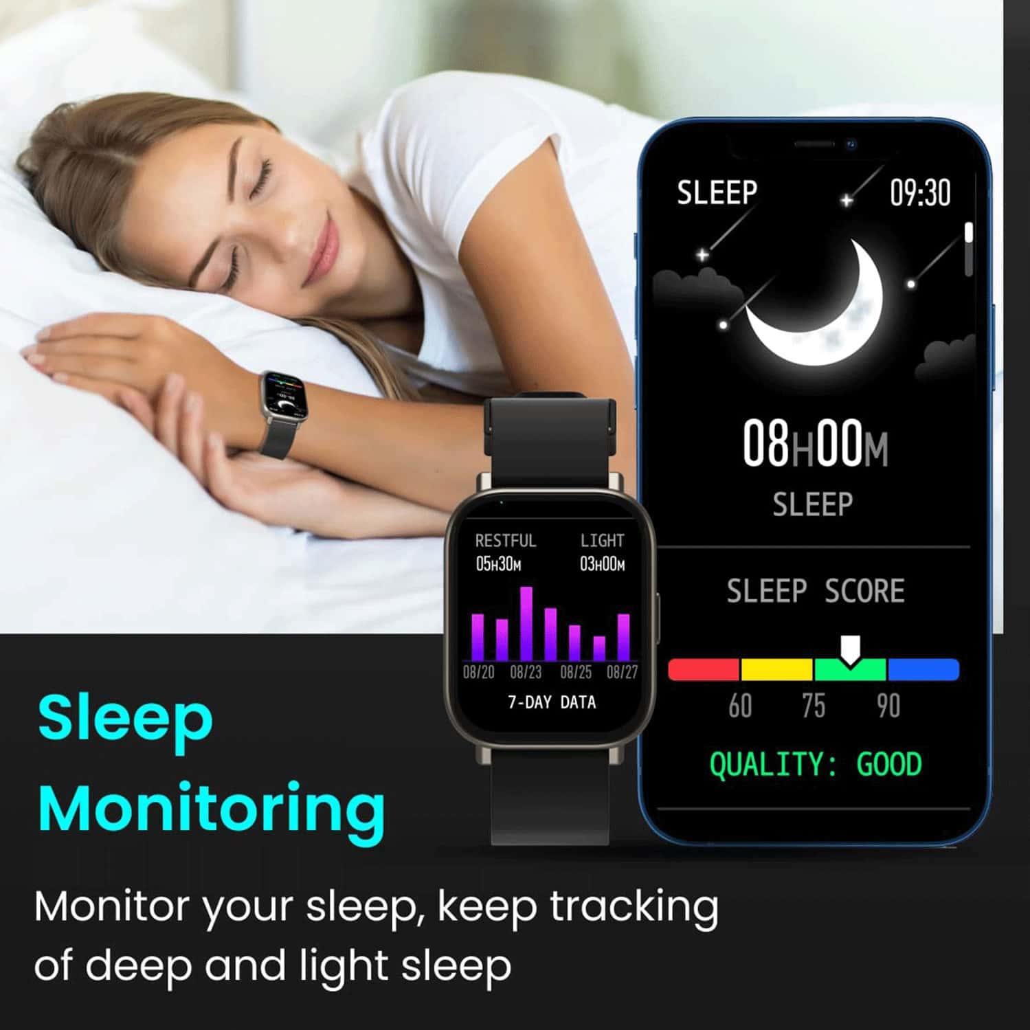 Portronics Kronos Y1 Por-1427 Smart Watch Black