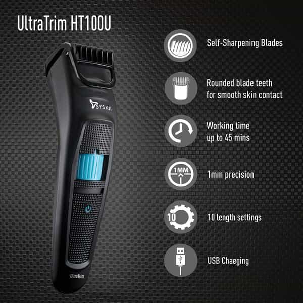 Syska Ht100u Runtime: 45 Min Trimmer For Men & Women (Black)