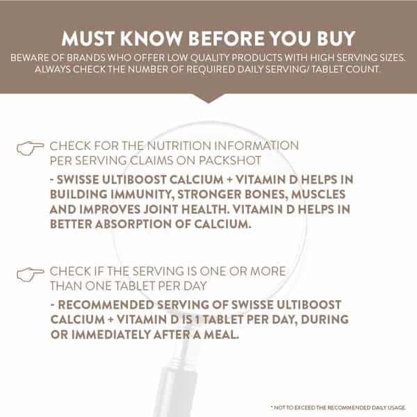Swisse Ultiboost Calcium + Vitamin D Tablet 90 No's