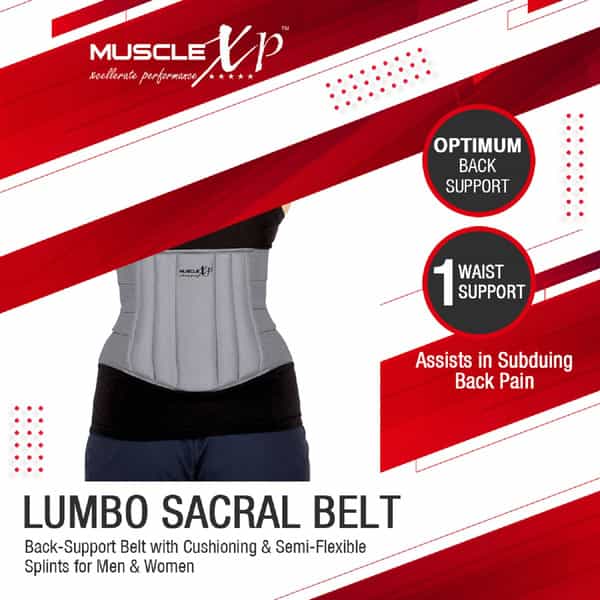 Musclexp Drfitness+ Lumbo Sacral Belt Back Support Belt With & Semi-Flexible Splints Small Size