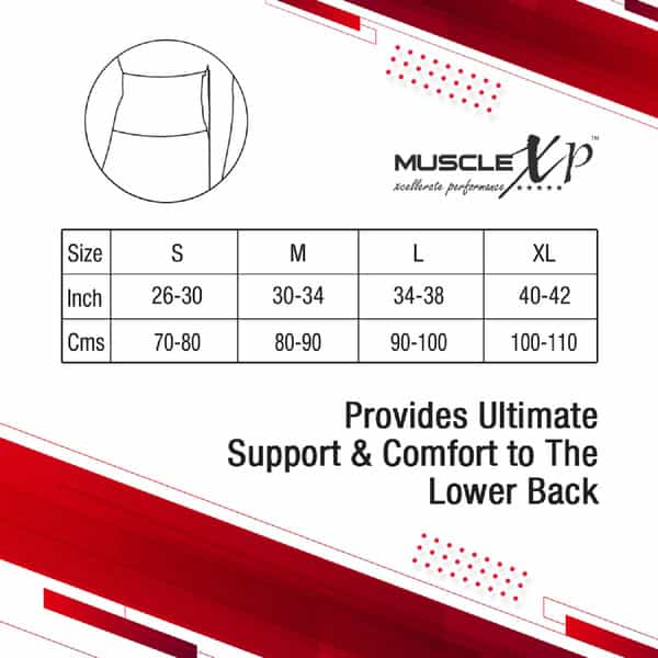 Musclexp Drfitness+ Lumbo Sacral Belt Back Support Belt With & Semi-Flexible Splints Small Size