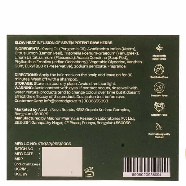 Sacred Grove Neem Leaves & Lemon Peel Anti-Dandruff Hair Mask - 200 Gms