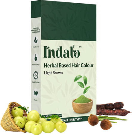 Indalo Herbal Based Hair Colour Light Brown No Ammonia 100gm With Amla And Brahmi