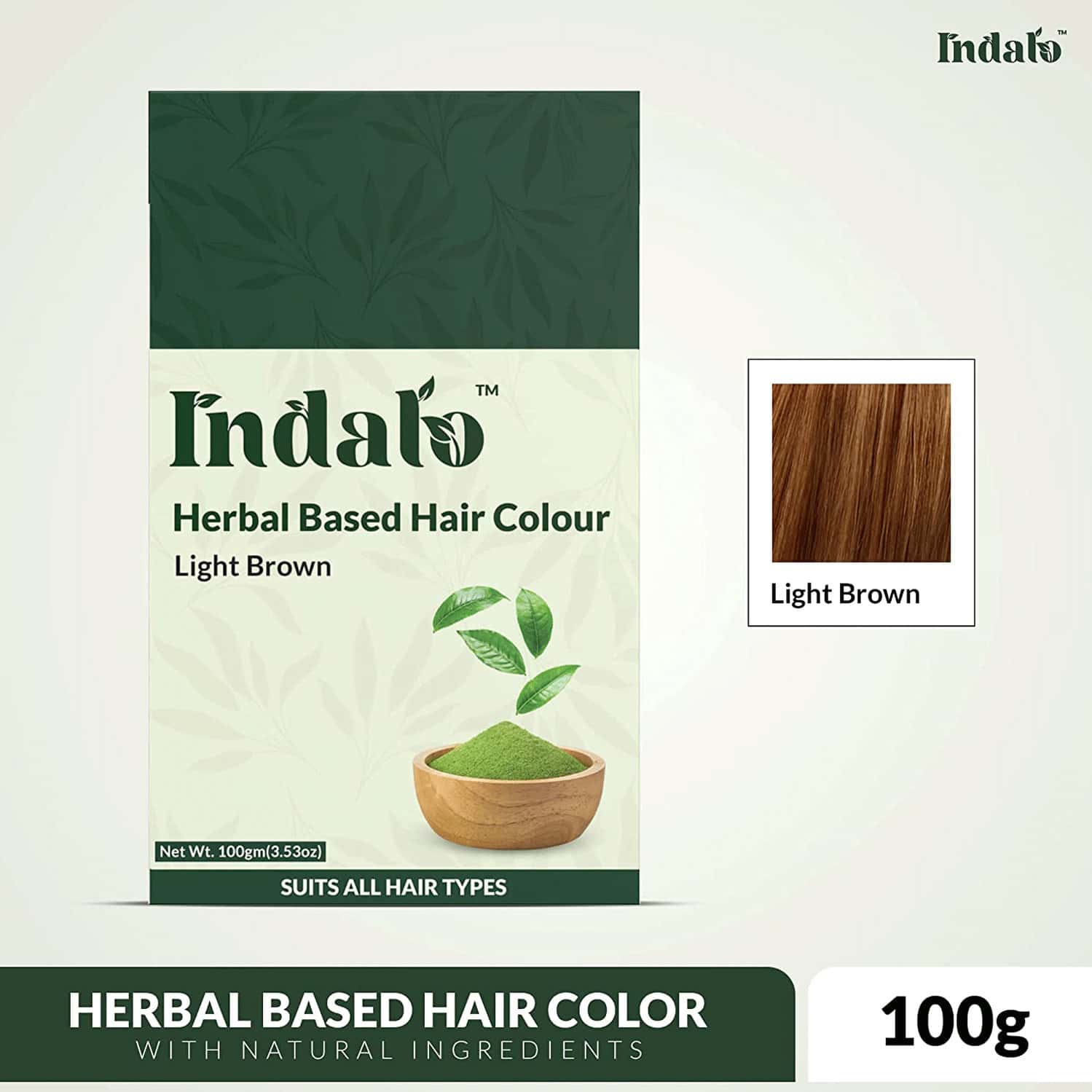 Buy INDALO HERBAL BASED HAIR COLOUR LIGHT BROWN NO AMMONIA 100GM WITH