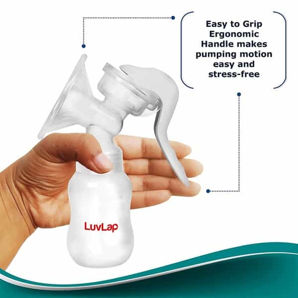 Luvlap Adore Manual Breast Pump 2 Level Suction Adjustment Soft & Gentle Bpa Free