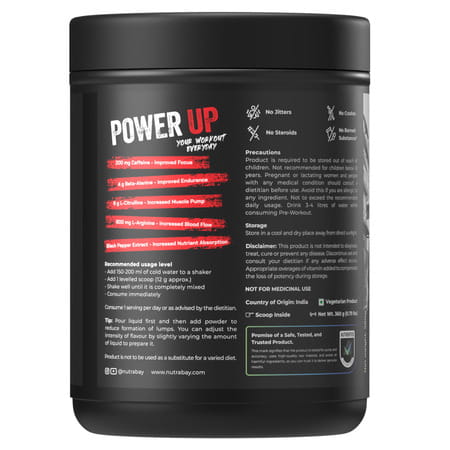 Nutrabay Ragex Pre Workout Supplement Powder - 360g | Orange | 200mg Caffeine | 4g Beta Alanine