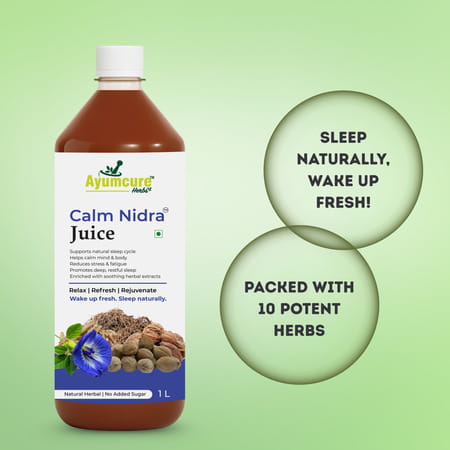 Ayumcure Calm Nidra Juice | Herbal Sleep Support Juice With Ashwagandha Tagar & Jatamansi - 1ltr