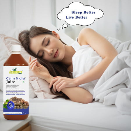 Ayumcure Calm Nidra Juice | Herbal Sleep Support Juice With Ashwagandha Tagar & Jatamansi - 1ltr
